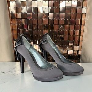 NINA New York Composition Leather Sole Satin like Mauve 6M EU 36 with Ribbon Bow
